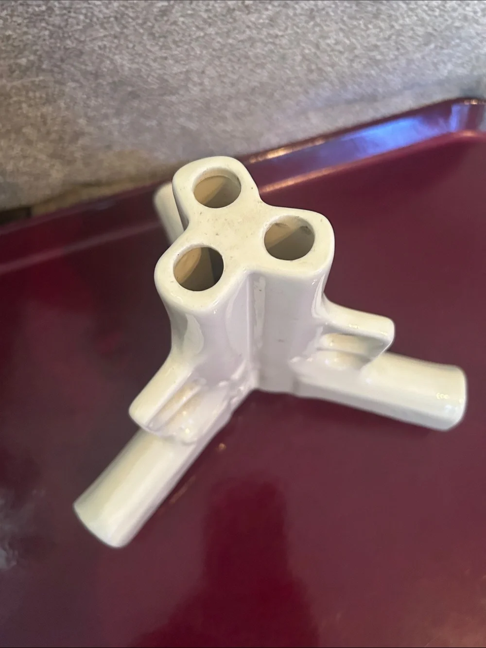 Unique Sculptural Ceramic Vase in Glossy Cream Suck Uk Gun Vase 7 inches high